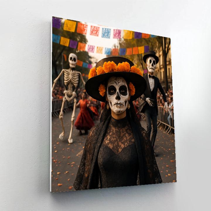 Day Of The Dead Parade On Paseo De La Reforma Mexico City DIY paint by numbers