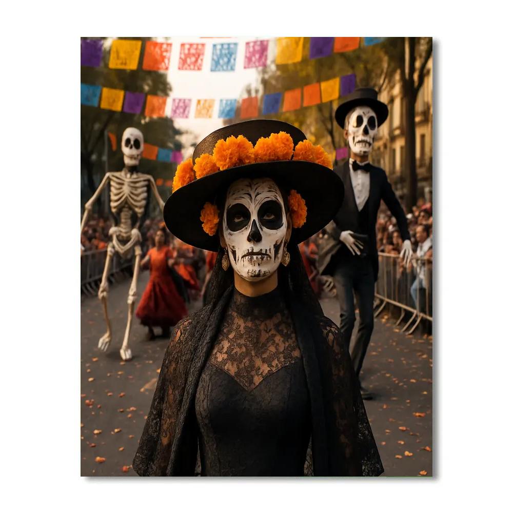 Day Of The Dead Parade On Paseo De La Reforma Mexico City DIY paint by numbers