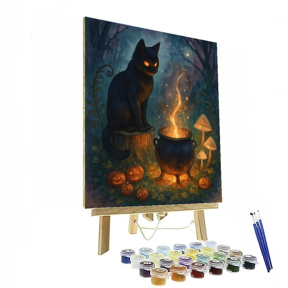 The Black Cat And The Comet Cauldron Numbered painting kits