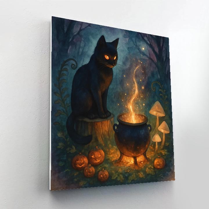 The Black Cat And The Comet Cauldron Numbered painting kits