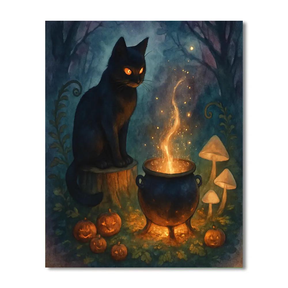 The Black Cat And The Comet Cauldron Numbered painting kits