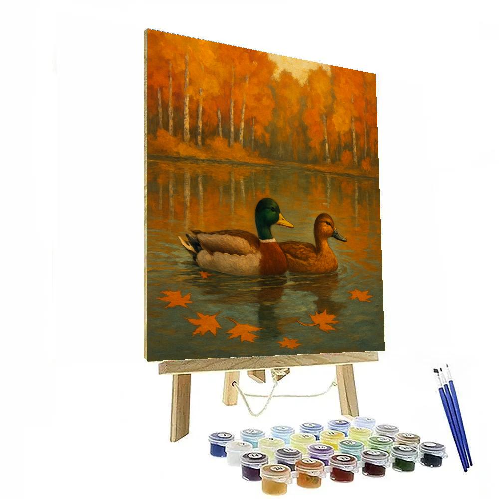 Autumn Leaves On Mirror Lake paint by numbers