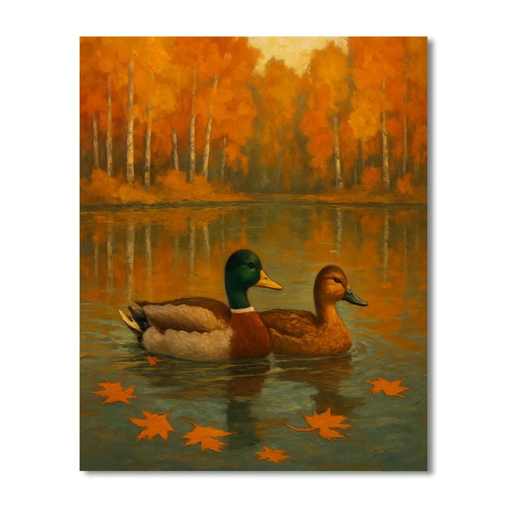 Autumn Leaves On Mirror Lake paint by numbers