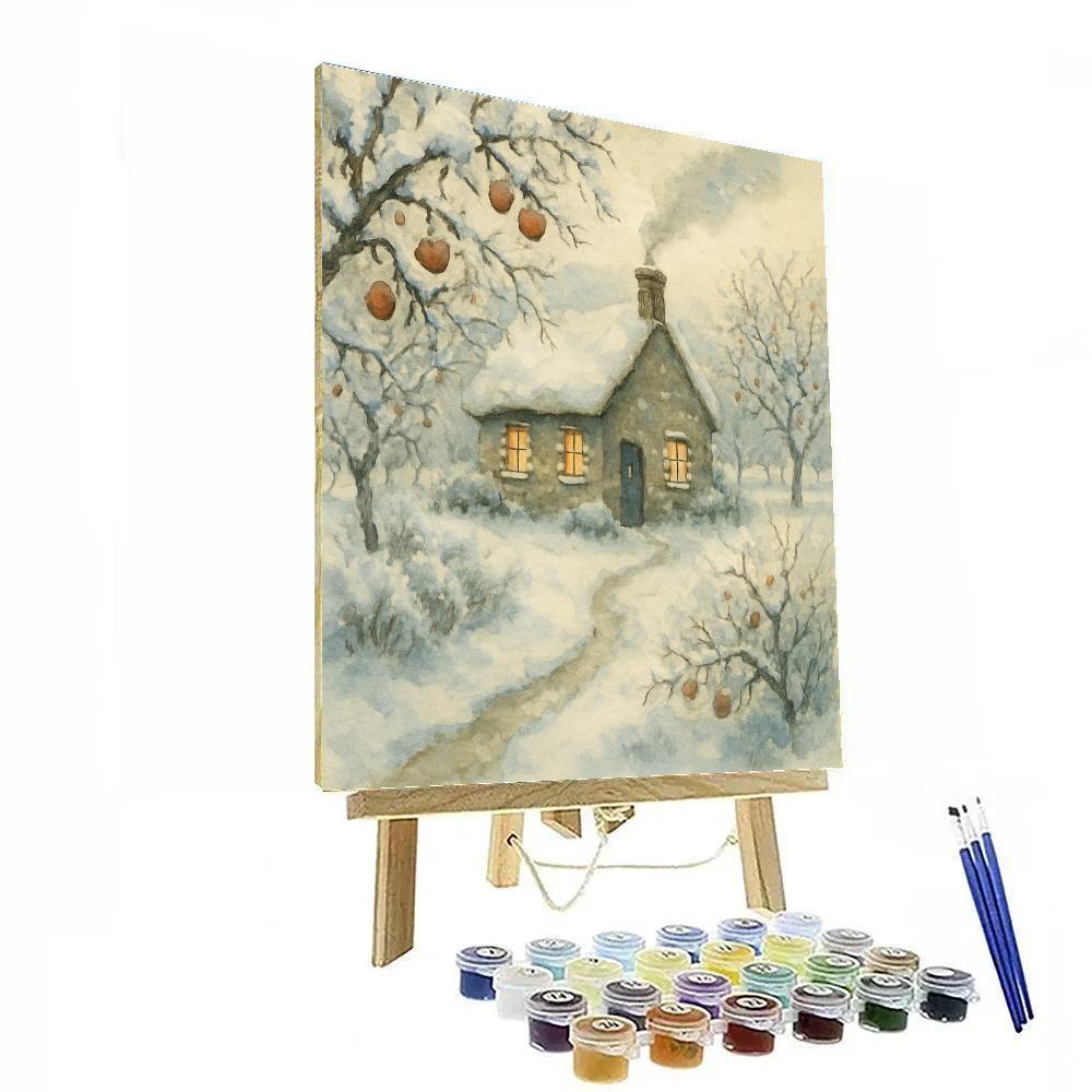 Smoke Curl Cottage By The Frozen Orchard Painting by numbers kit