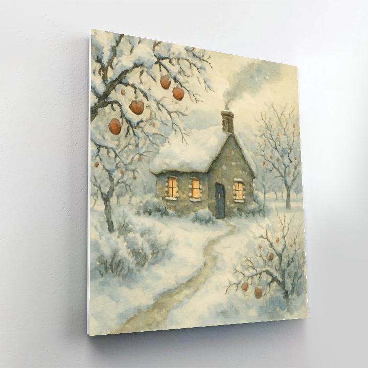 Smoke Curl Cottage By The Frozen Orchard Painting by numbers kit
