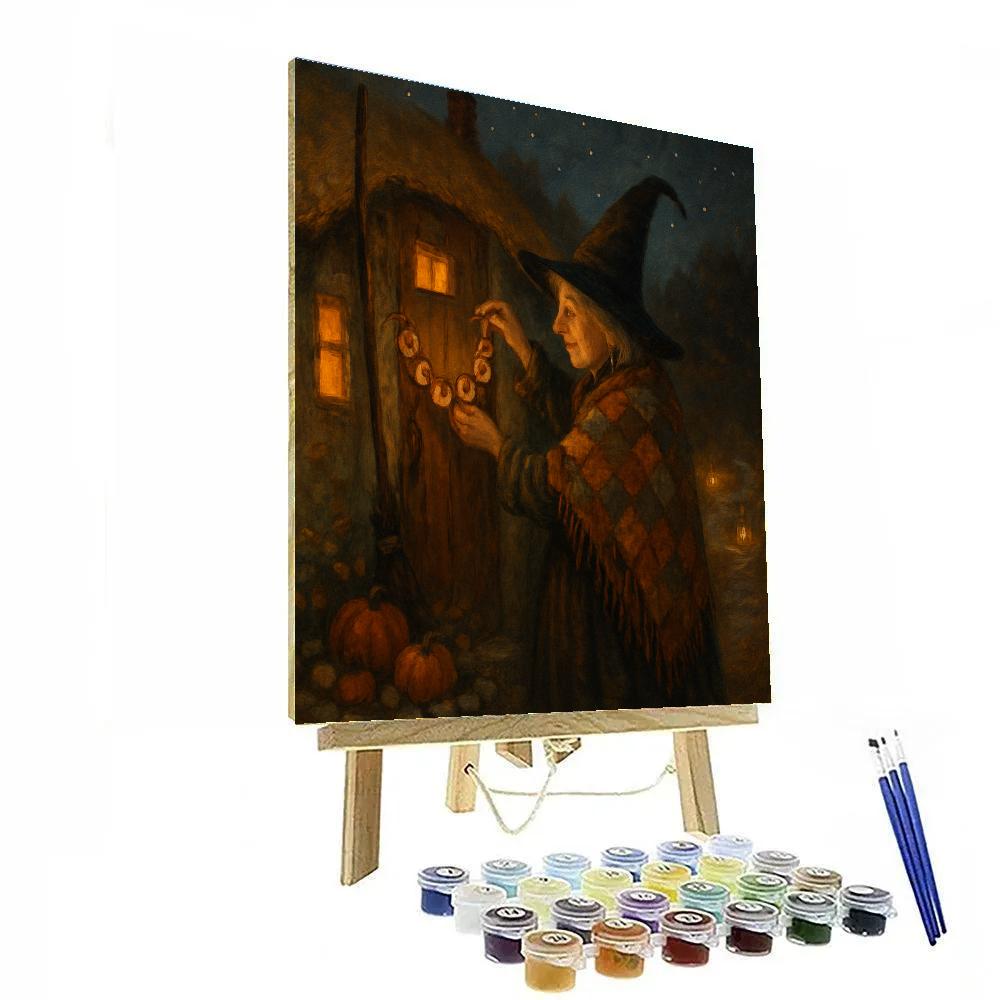 Witch Cottage Under A Quilted Sky Painting by numbers kit