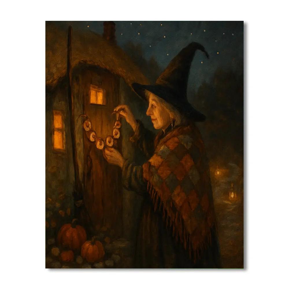 Witch Cottage Under A Quilted Sky Painting by numbers kit