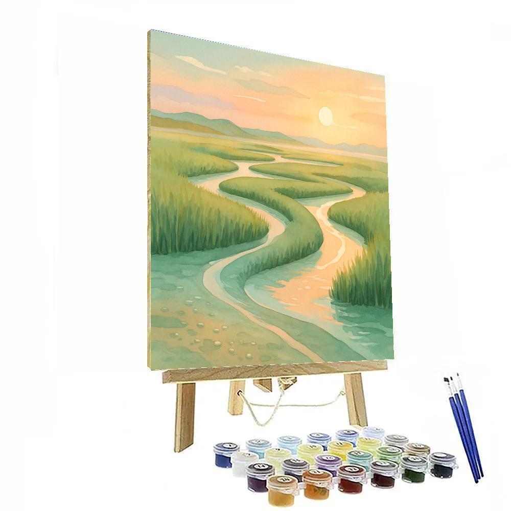 Sunrise Over Salt Marsh Channels Paint by numbers art