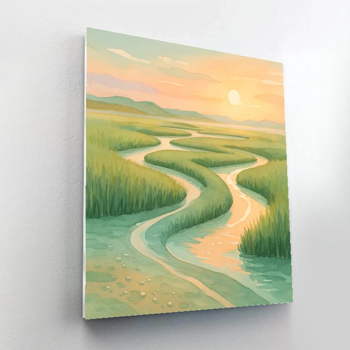 Sunrise Over Salt Marsh Channels Paint by numbers art