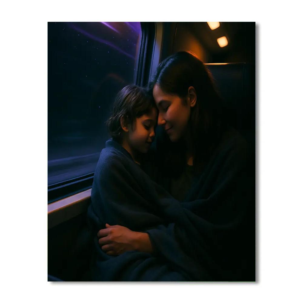 Night Train Window Reflection Hug Paint by numbers art