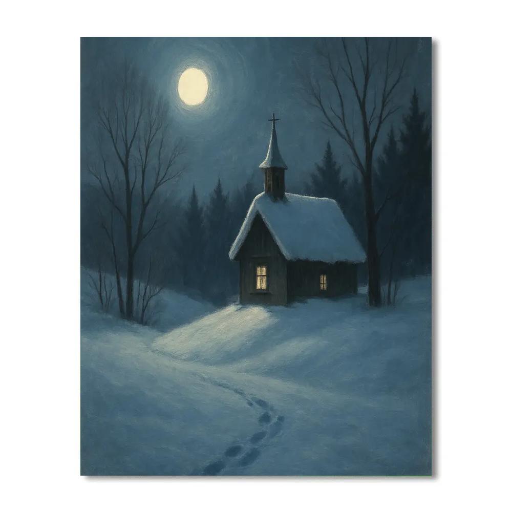 Moonlit Chapel In The Quiet Hollow Number painting