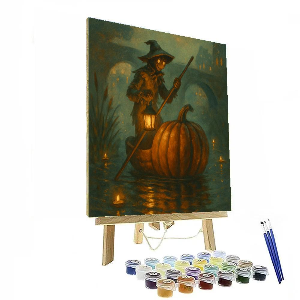 Jack O Lantern Ferry Across The Misty Canal paint by numbers