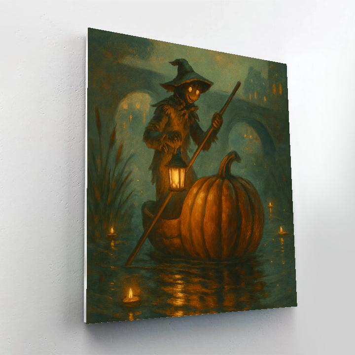 Jack O Lantern Ferry Across The Misty Canal paint by numbers