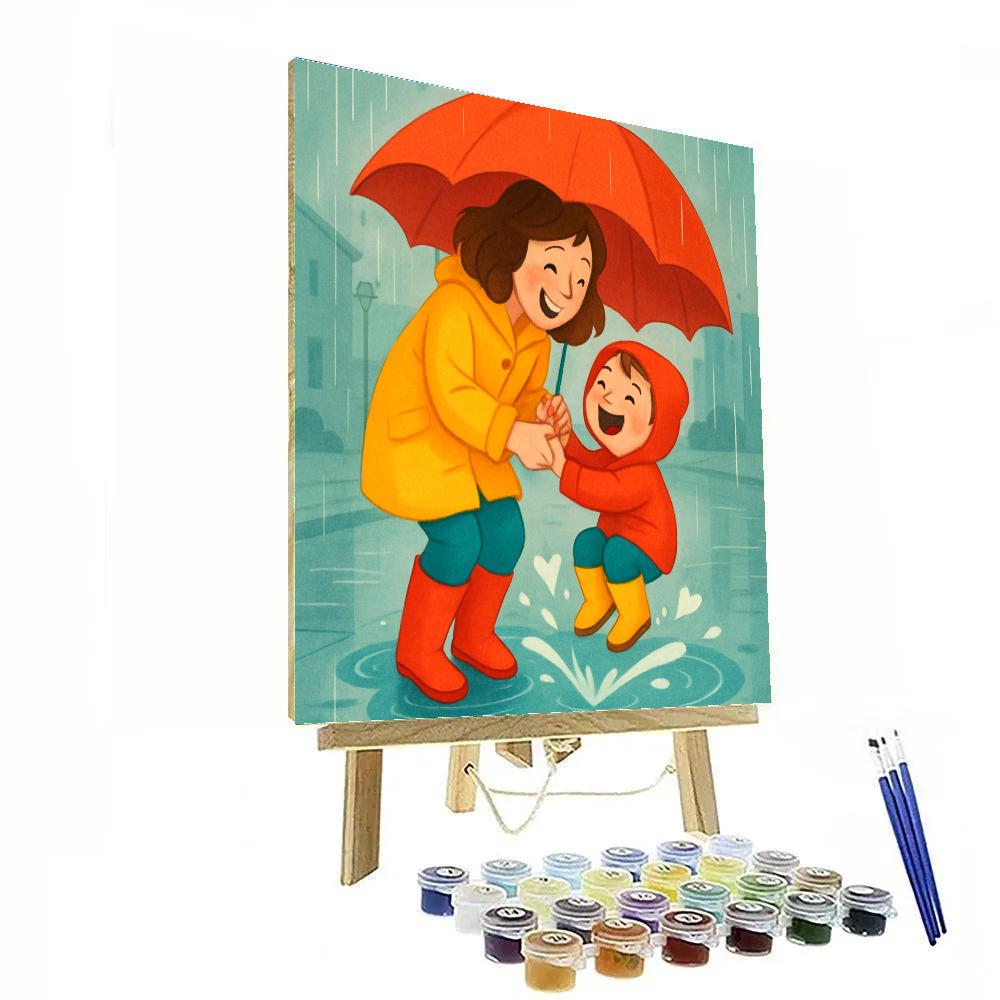 Raincoat Puddle Jump Lesson paint by number