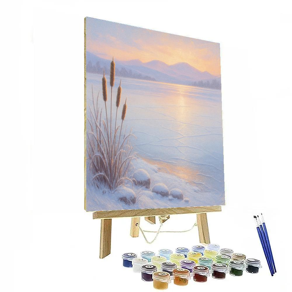 Golden Hour Over The Ice Mirror Lake painting number kit
