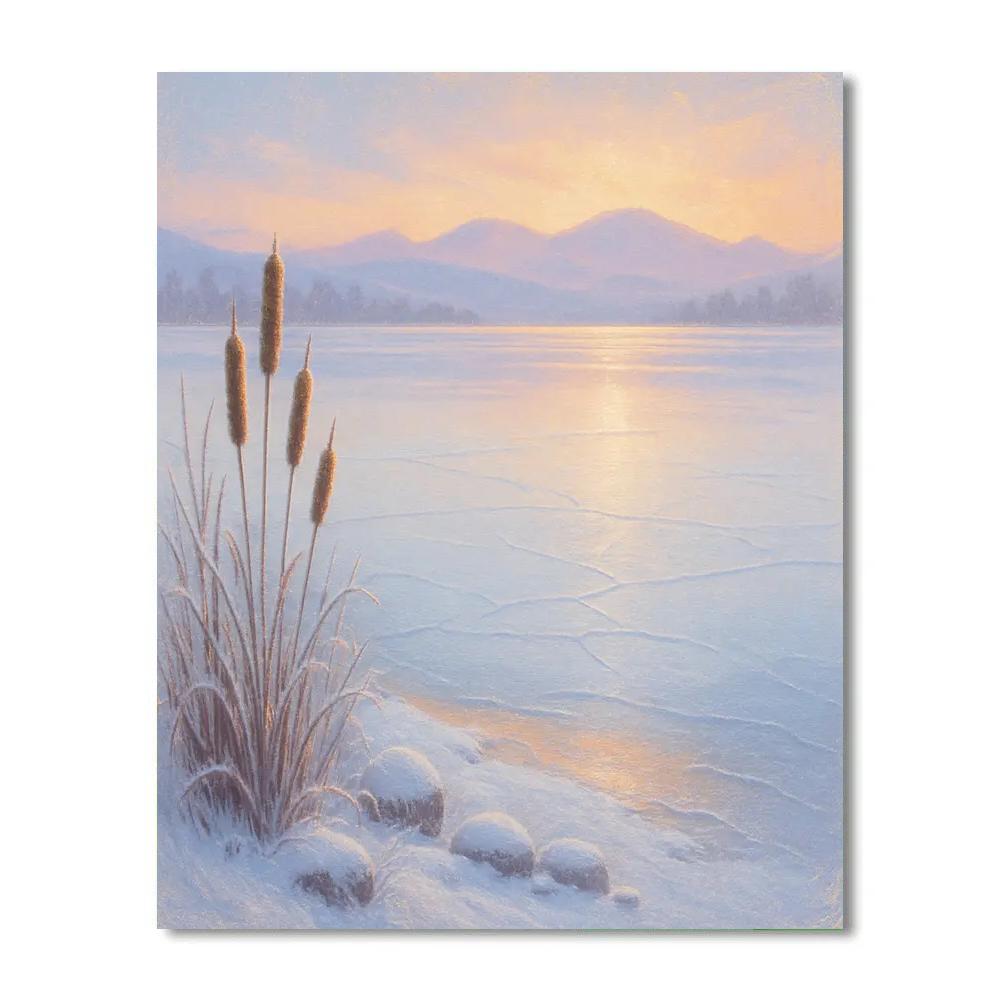 Golden Hour Over The Ice Mirror Lake painting number kit