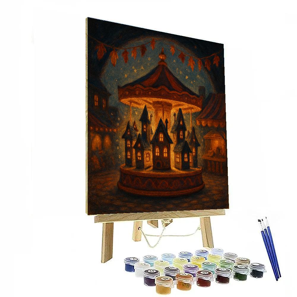 Autumn Carousel Of Tiny Haunted Houses paint by color