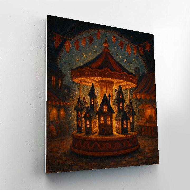 Autumn Carousel Of Tiny Haunted Houses paint by color