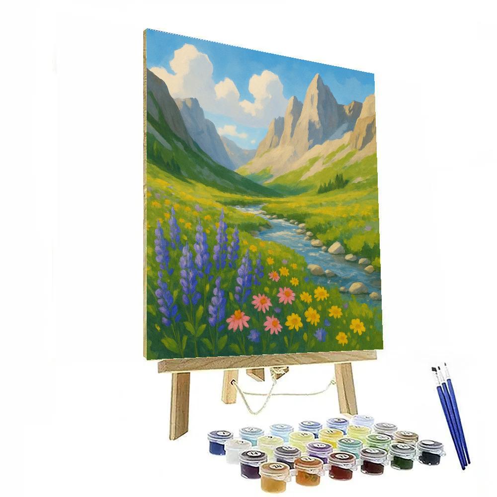 Wildflower Basin Beneath Granite Peaks paint by numbers