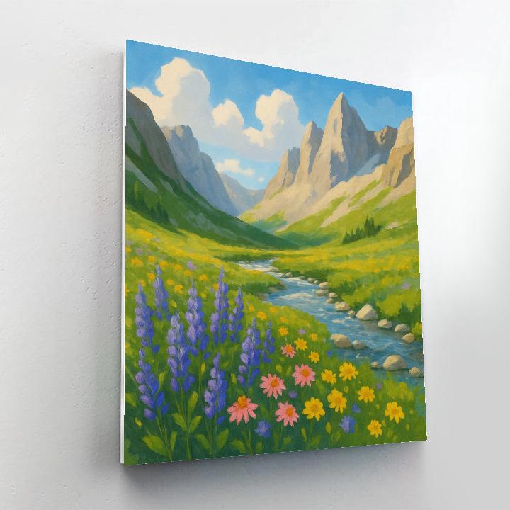 Wildflower Basin Beneath Granite Peaks paint by numbers