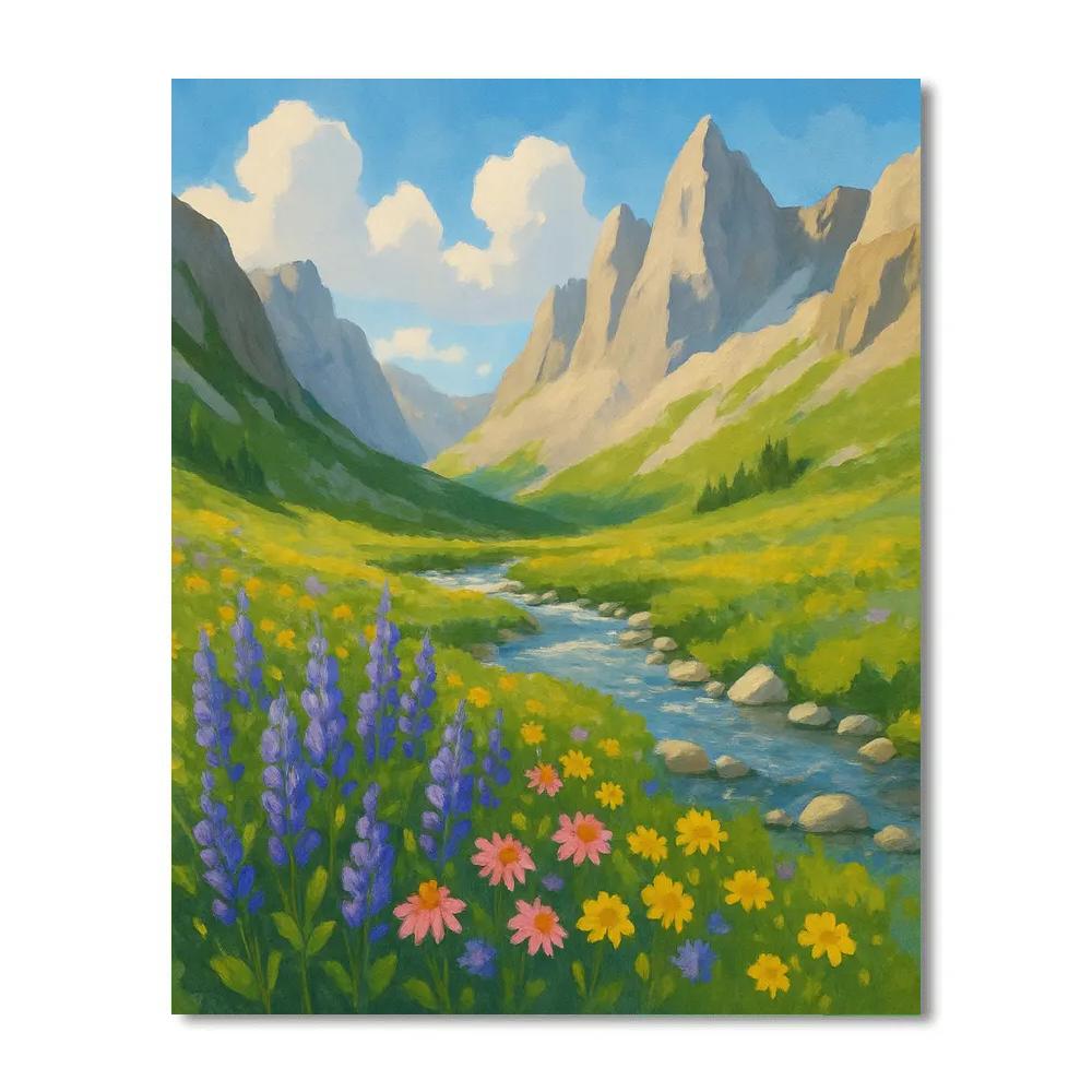 Wildflower Basin Beneath Granite Peaks paint by numbers