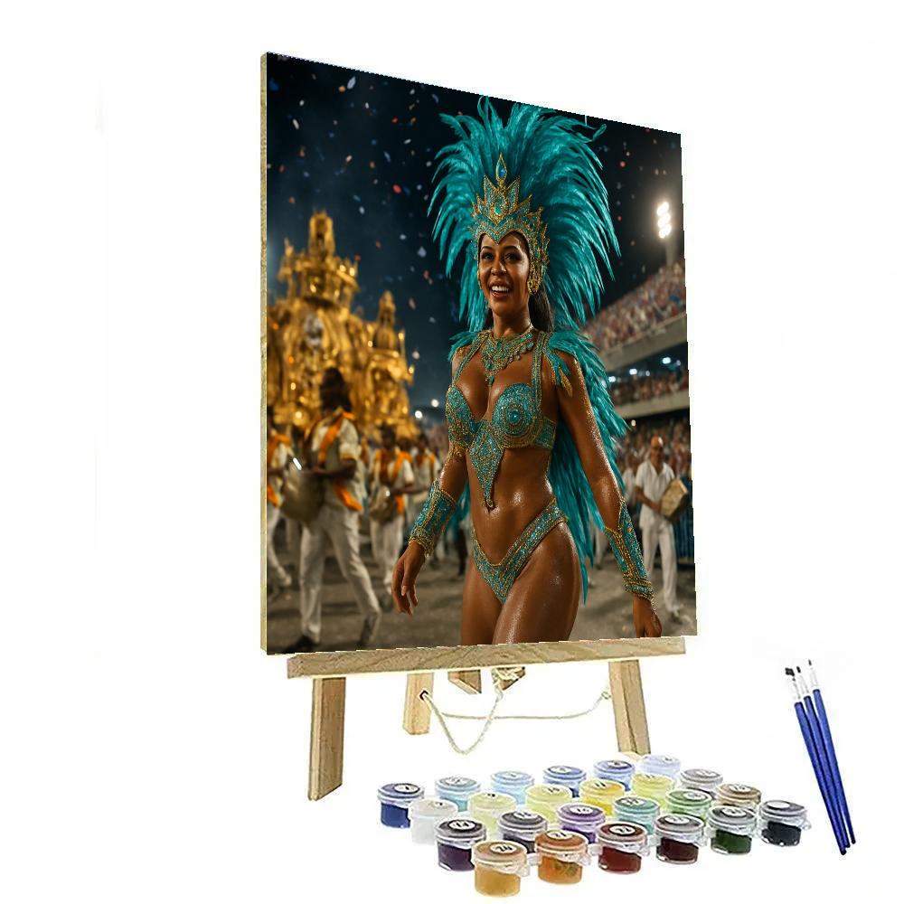 Rio Carnival Sambadrome Night Parade Close Up painting number kit