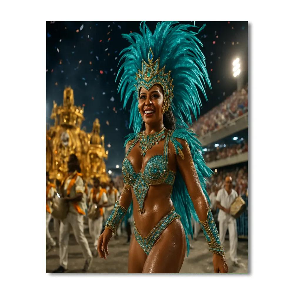 Rio Carnival Sambadrome Night Parade Close Up painting number kit