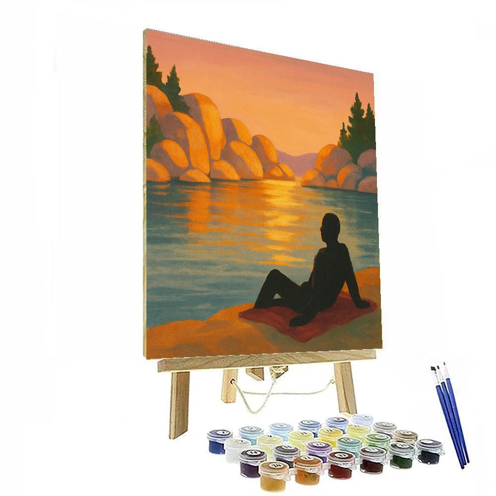 Golden Hour Over Granite Shore Painting by numbers kit