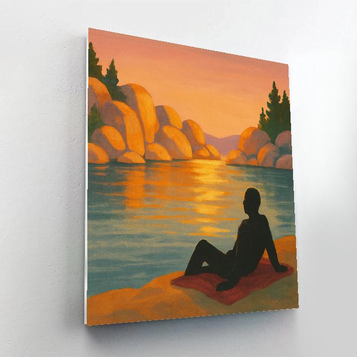Golden Hour Over Granite Shore Painting by numbers kit