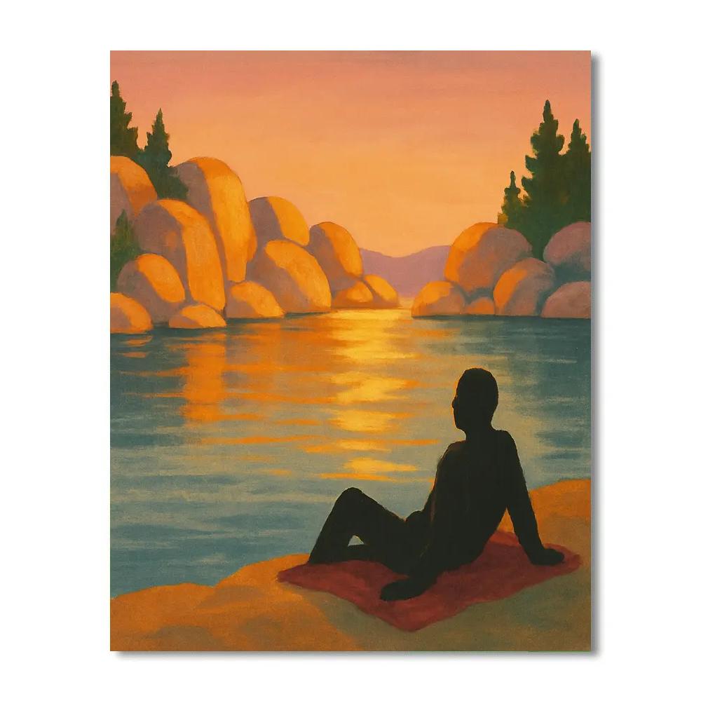 Golden Hour Over Granite Shore Painting by numbers kit