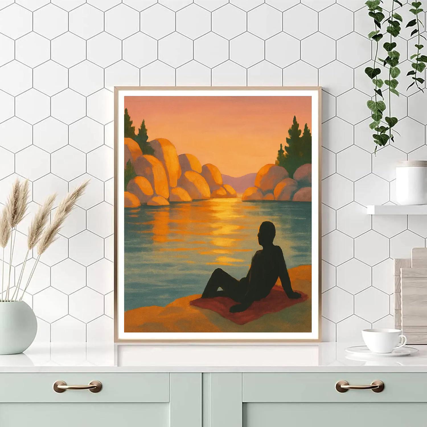 Golden Hour Over Granite Shore Painting by numbers kit