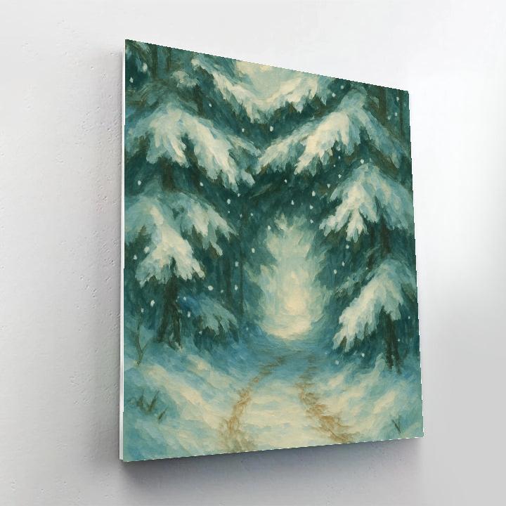 Evergreen Tunnel With Falling Silent Snow Painting by numbers kit