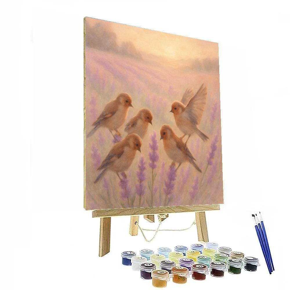Lavender Field Finches In Late Summer Calm paint by numbers