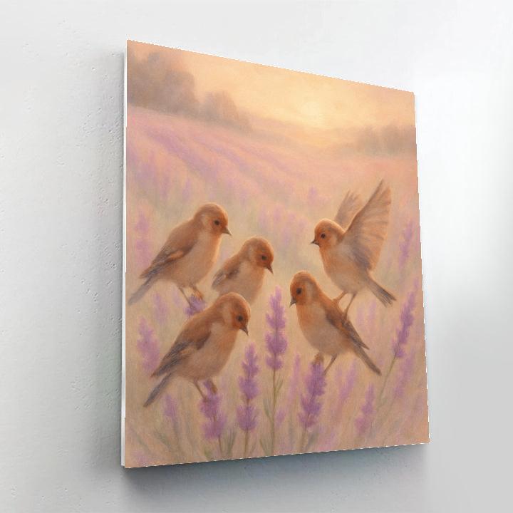 Lavender Field Finches In Late Summer Calm paint by numbers