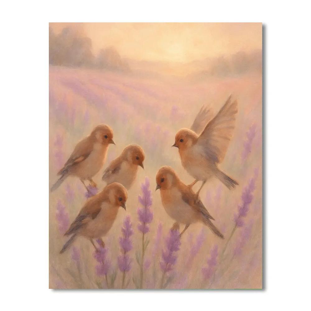 Lavender Field Finches In Late Summer Calm paint by numbers
