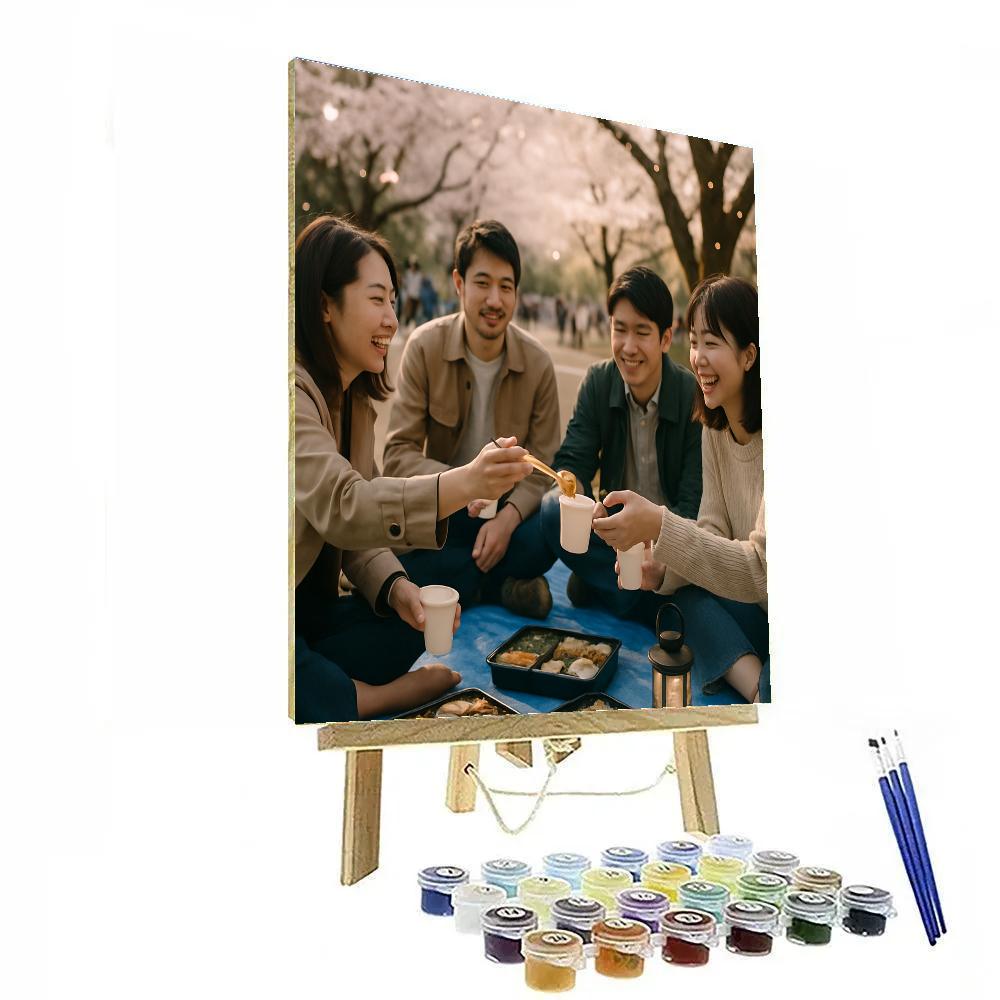 Hanami Picnic Under Cherry Blossoms In Ueno Park Tokyo Painting by numbers kit