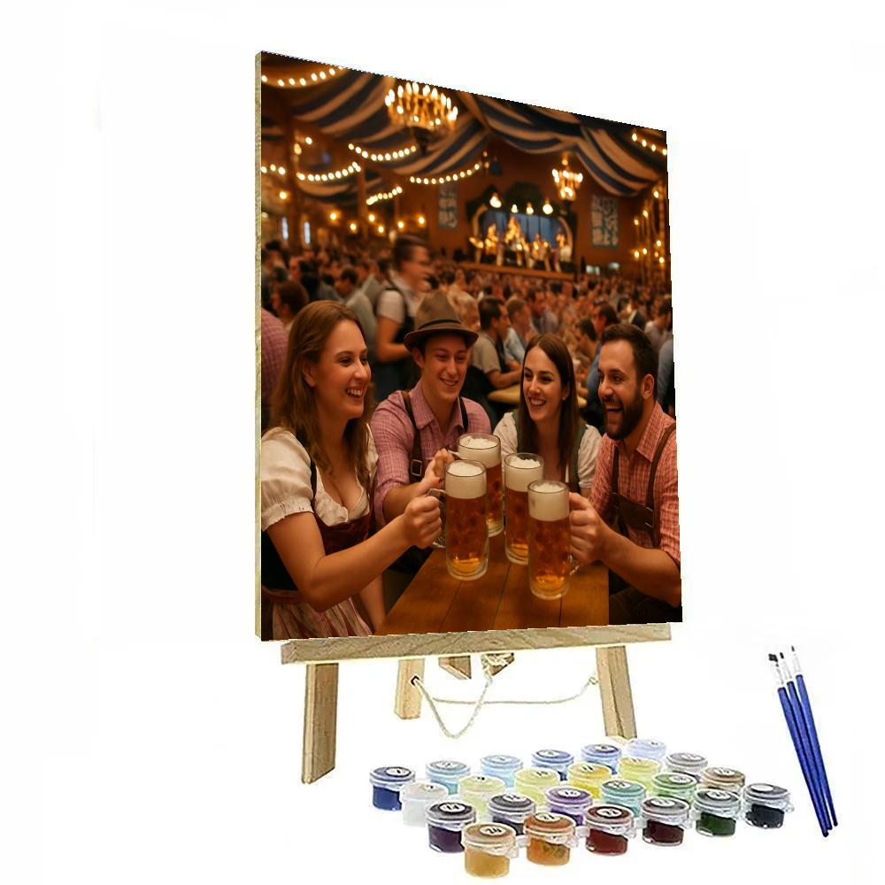 Oktoberfest Beer Tent In Munich Evening Toast paint by number