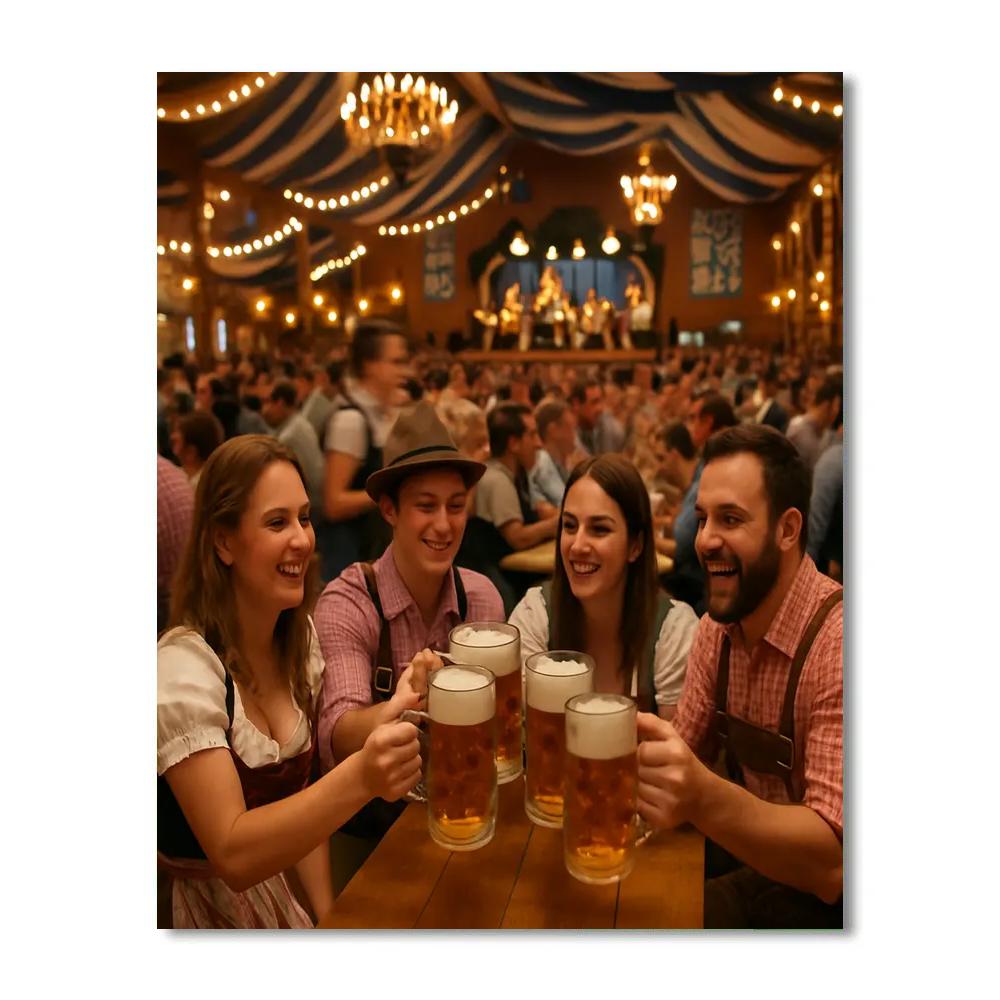 Oktoberfest Beer Tent In Munich Evening Toast paint by number