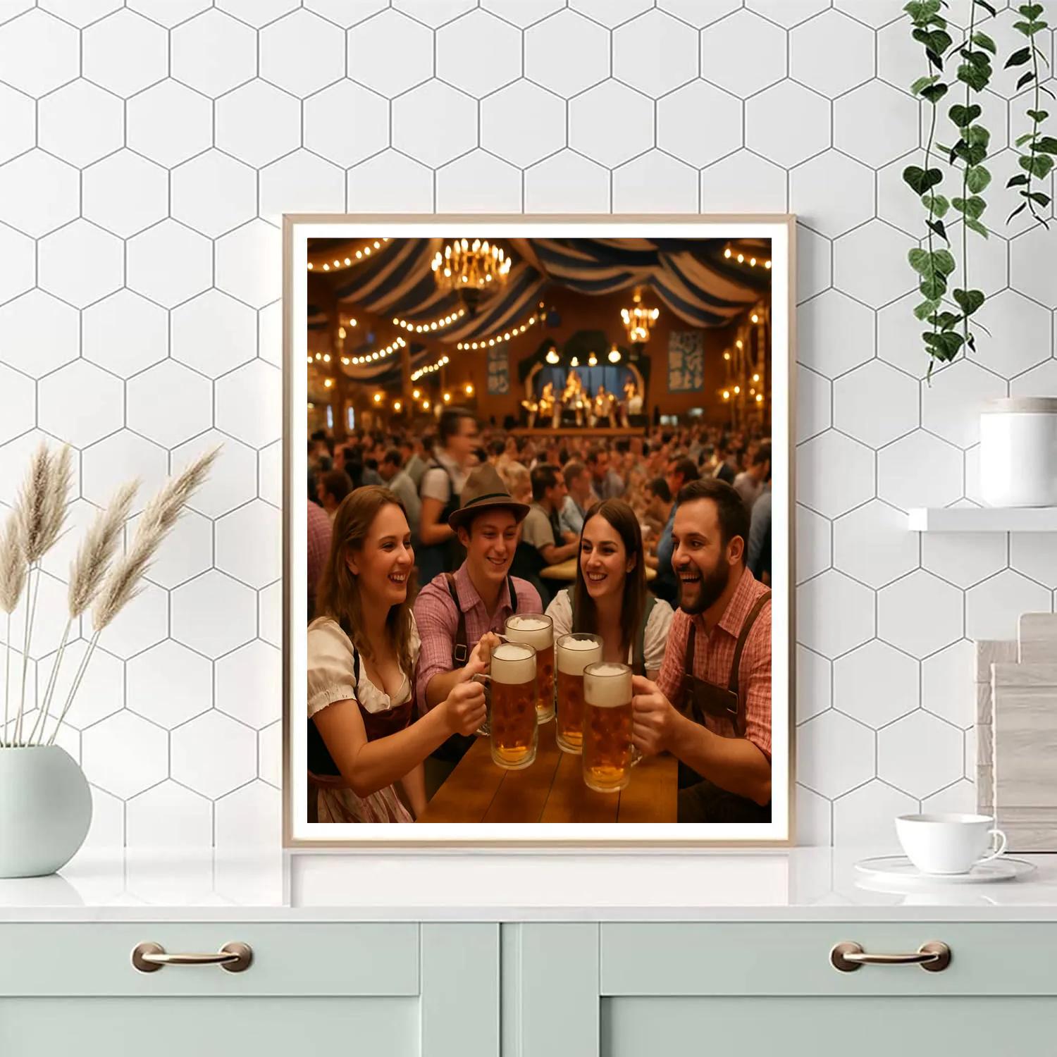 Oktoberfest Beer Tent In Munich Evening Toast paint by number