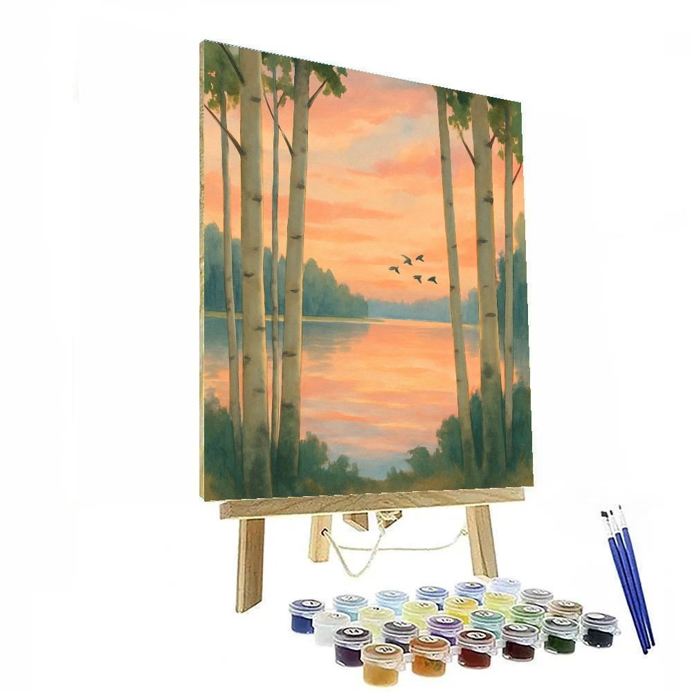 Sunrise Reflections Through Aspen Grove DIY paint by numbers