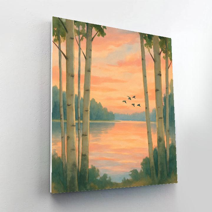 Sunrise Reflections Through Aspen Grove DIY paint by numbers
