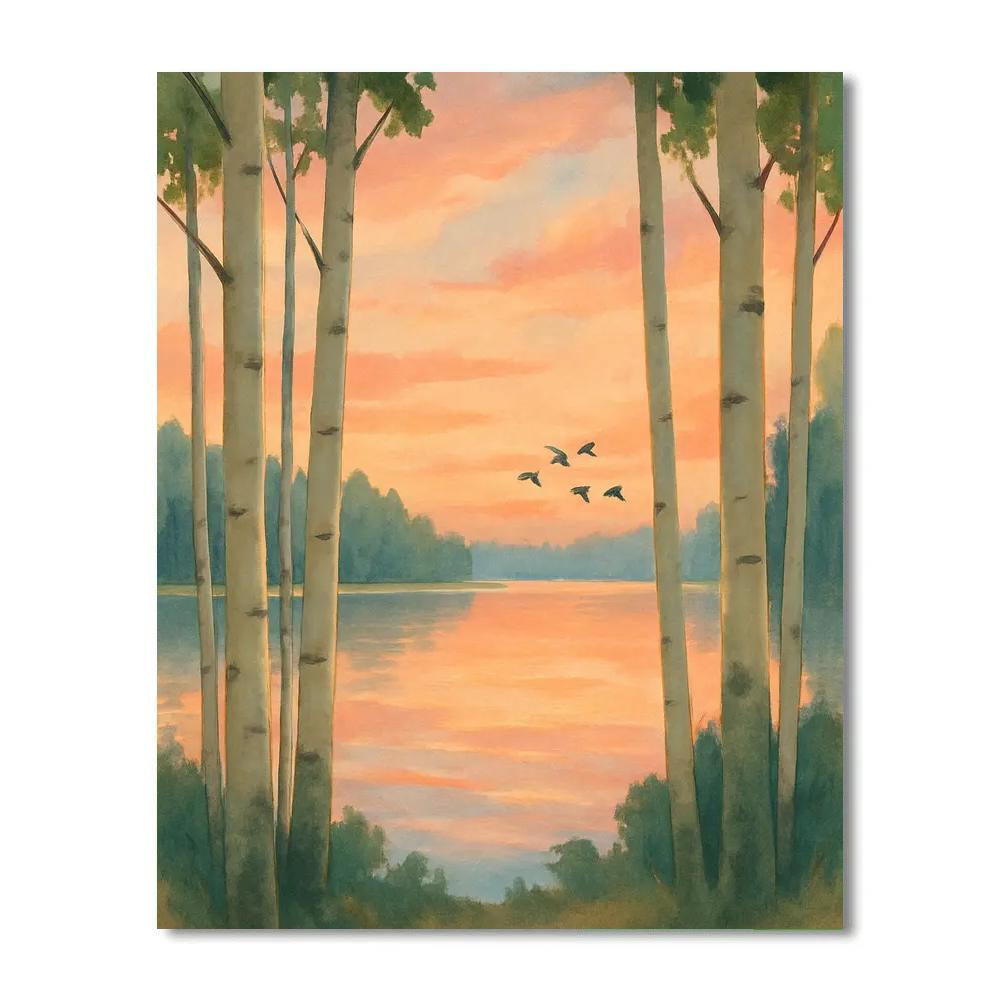 Sunrise Reflections Through Aspen Grove DIY paint by numbers