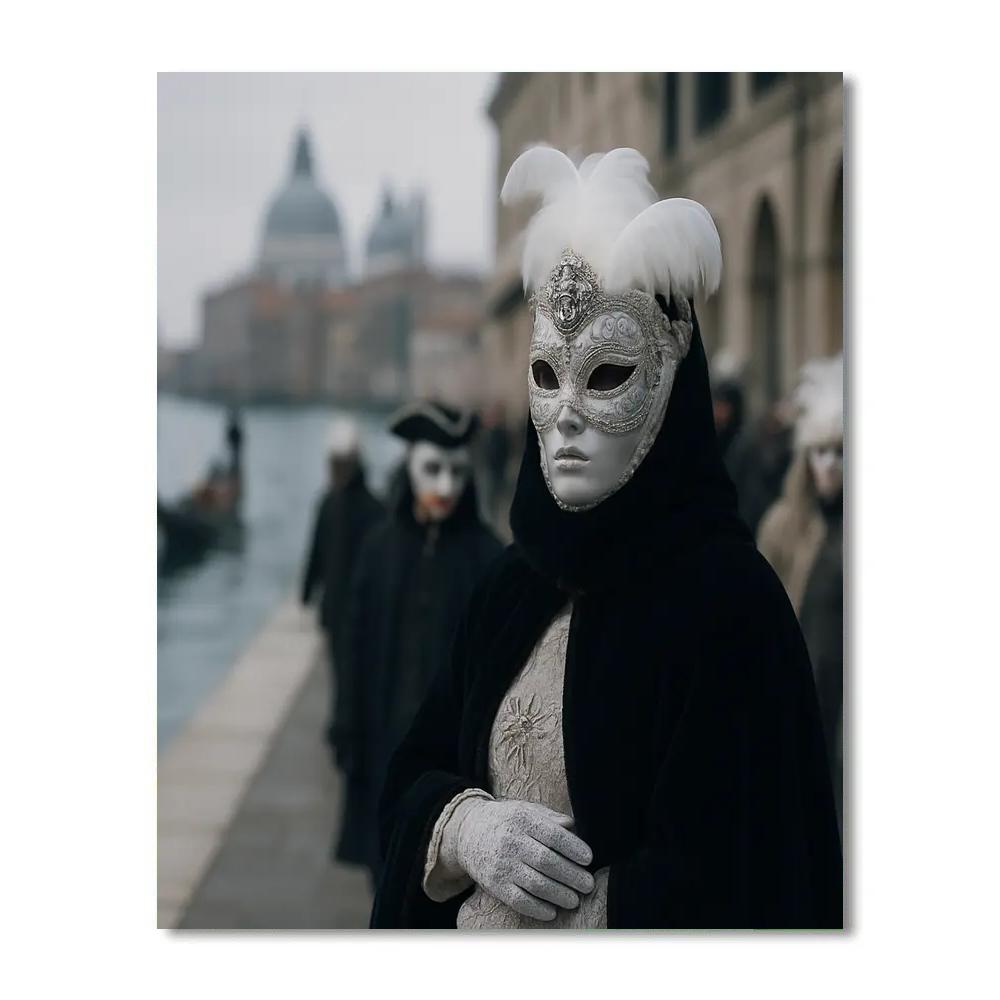 Venice Carnival Masked Stroller Near St Marks Square DIY paint by numbers