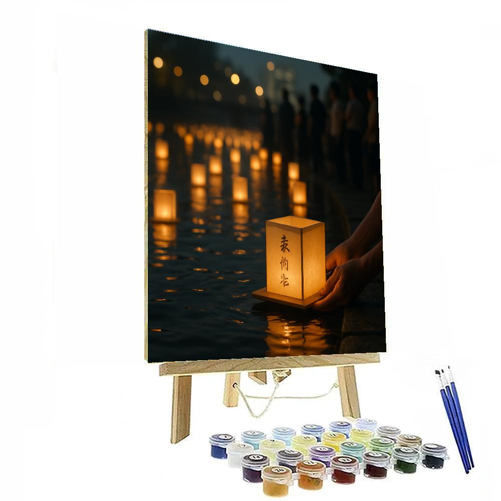 Obon Lantern Floating On The Motoyasu River Hiroshima Painting by numbers kit