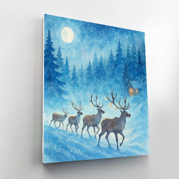 Starlit Reindeer Forest Procession Numbered painting kits