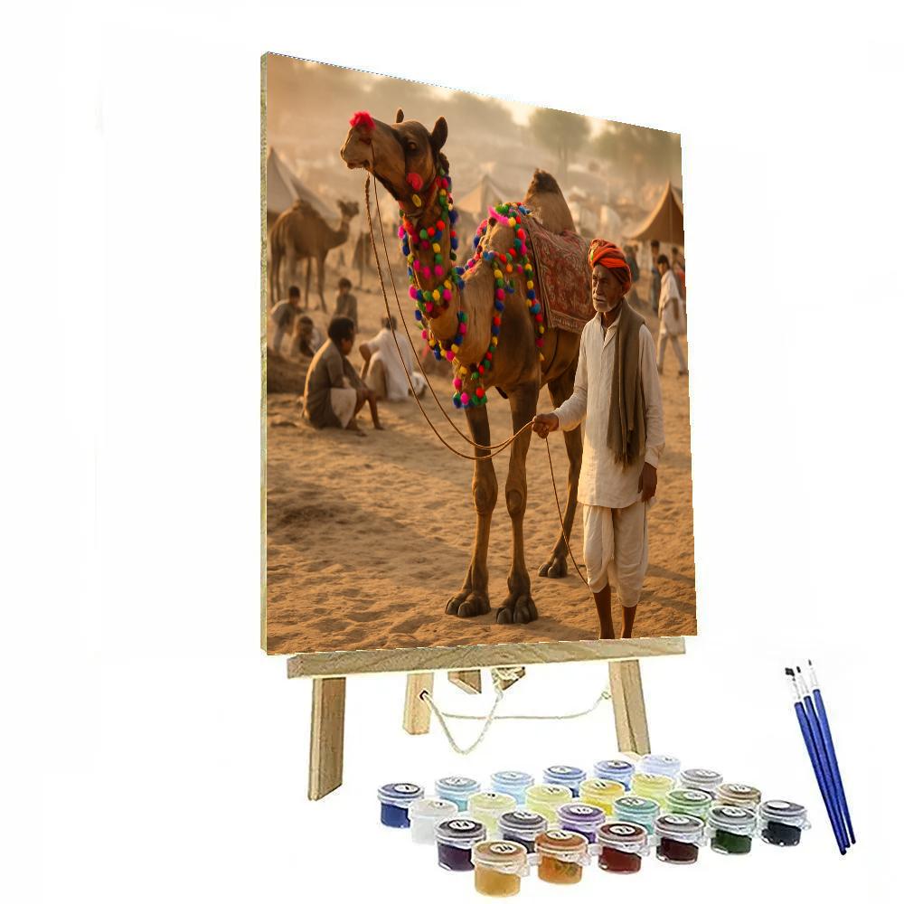 Pushkar Camel Fair Market Street Rajasthan painting number kit