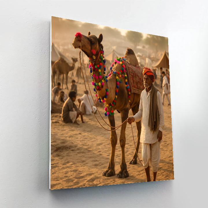 Pushkar Camel Fair Market Street Rajasthan painting number kit