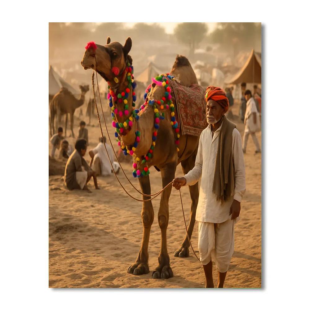 Pushkar Camel Fair Market Street Rajasthan painting number kit
