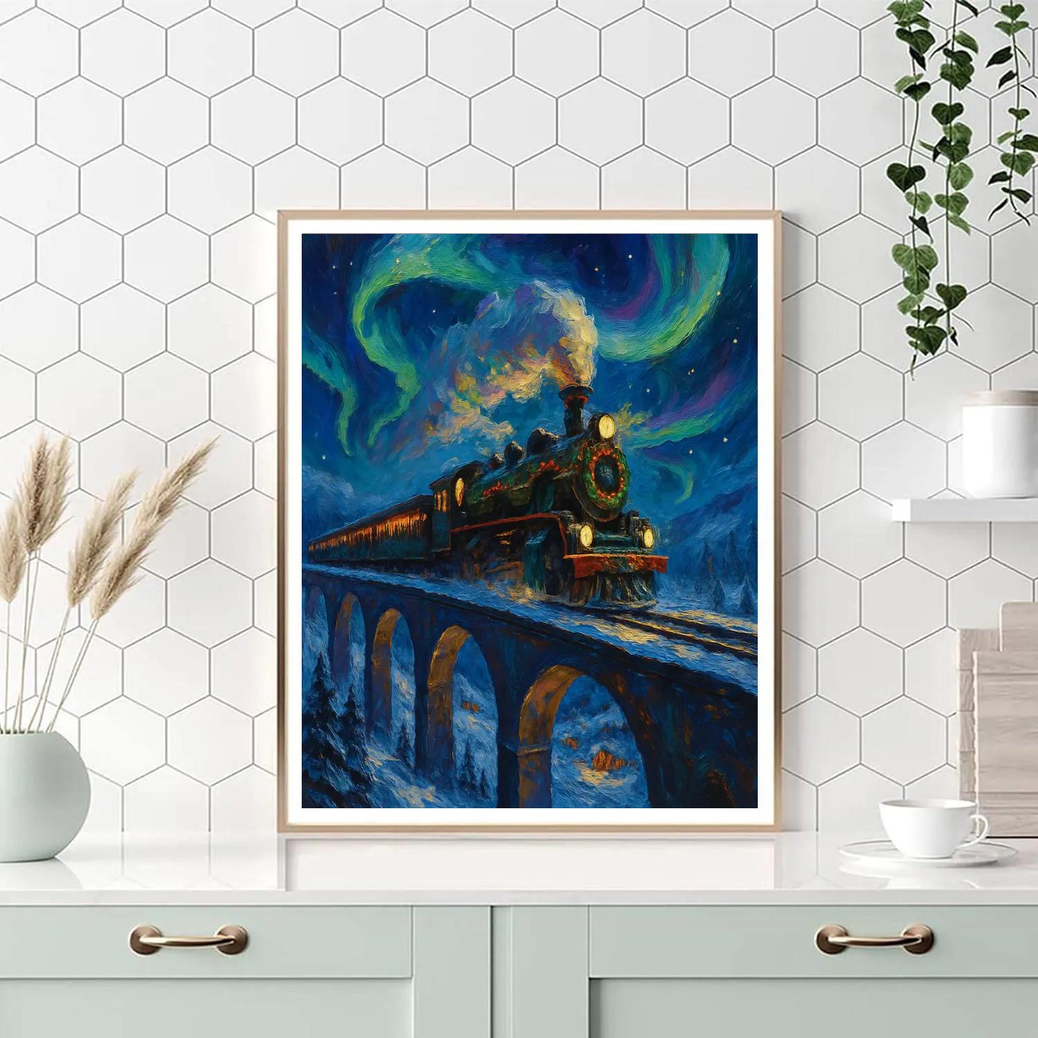 Polar Express On Aurora Bridge Paint by numbers art