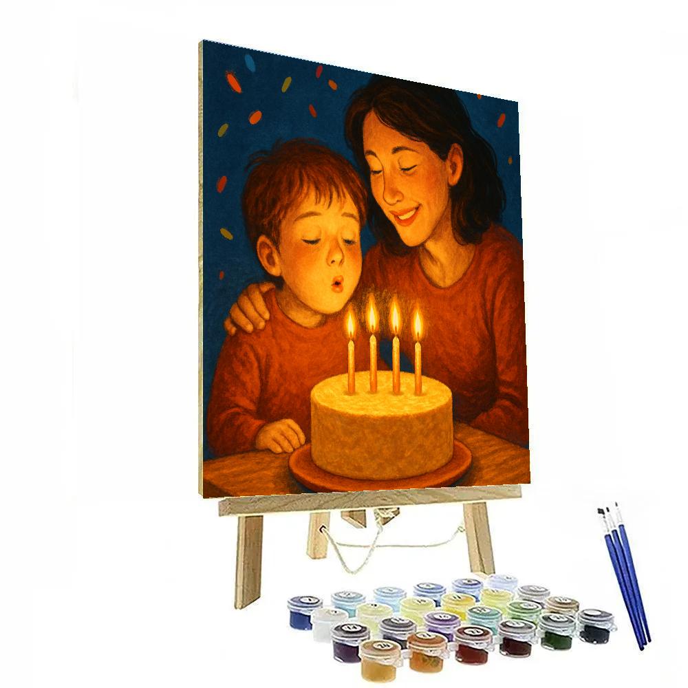 Birthday Candle Wish With Mom Numbered painting kits